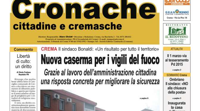 Cronache Cittadine e Cremasche, febbraio 2015