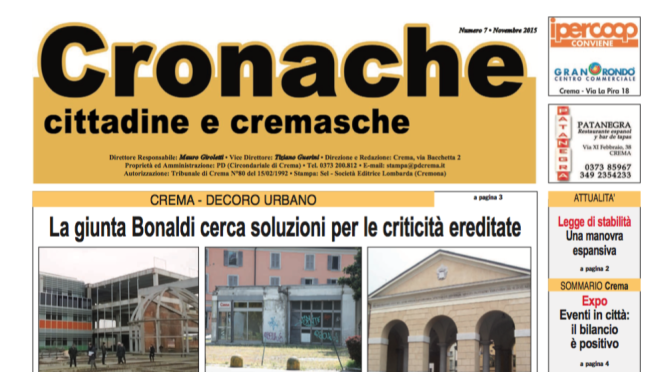 Cronache Cittadine e Cremasche – Novembre 2015