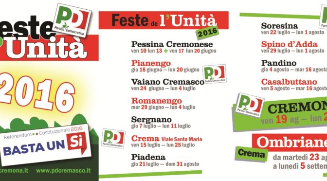 Feste de l’Unità: il calendario completo dell’estate 2016