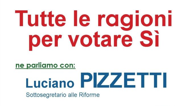Referendum: venerdì 18 novembre incontro con Luciano Pizzetti a Soncino