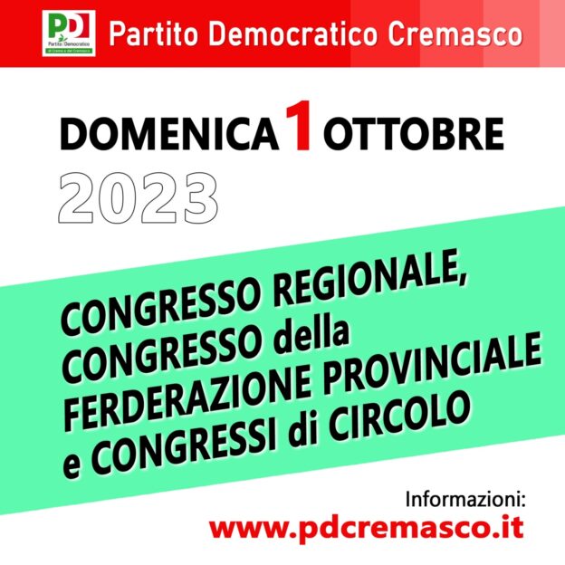 Congressi locali PD: il calendario delle assemblee di circolo nel territorio cremasco